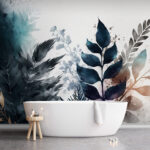 Wall murals Abstract foliage with cool tones.