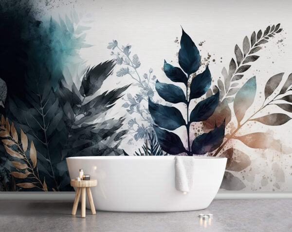 Abstract foliage with cool tones Wall murals Abstract foliage with cool tones