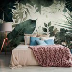 Wall murals Lush green jungle foliage pattern.
