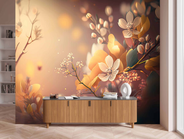 Delicate blossoms in warm colors Wall murals Delicate blossoms in warm colors