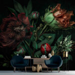 Wall murals Vibrant florals in dramatic lighting.
