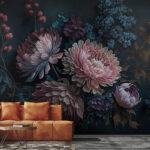 Wall murals Vibrant floral arrangement in dark hues.