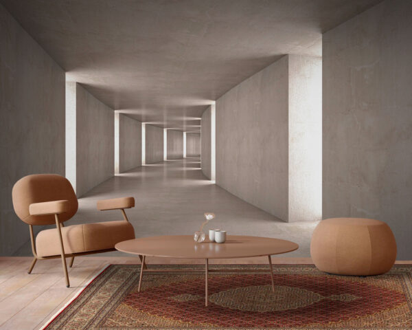 Endless concrete hallway with light Wall murals Endless concrete hallway with light