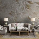 Wall murals Elegant floral design with delicate lines.