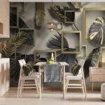Wall murals Black and yellow leaf
