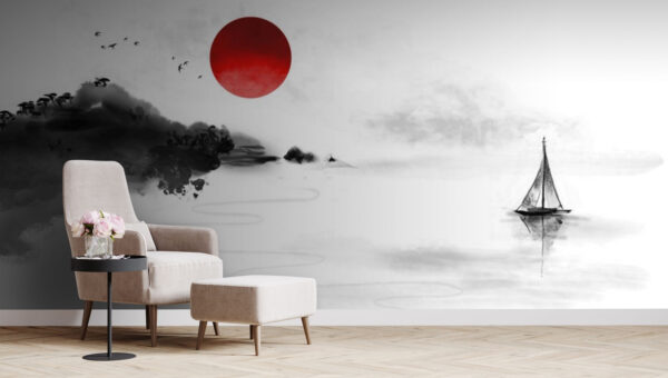 Red circle with white background Wall murals Red circle with white background