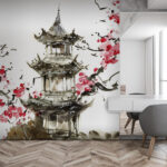 Wall murals Painting of flowers on a white surface