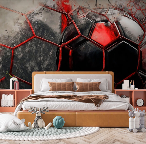 Red hexagons on a white surface Wall murals Red hexagons on a white surface