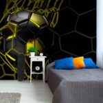 Wall murals Football ball in a net