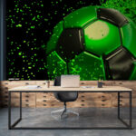 Wall murals Green and black hexagon with small dots