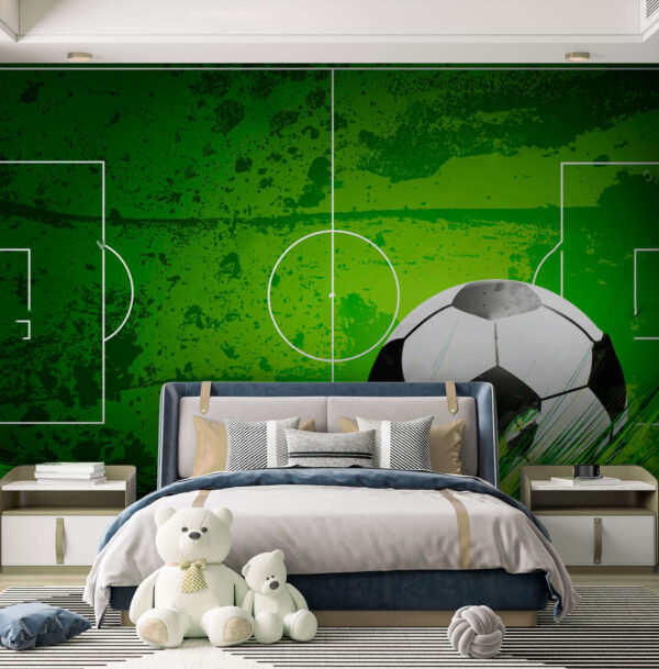 Wall murals Football ball on a green field Wall murals Football ball on a green field