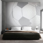 Wall murals Geometric soccer pattern in grayscale.