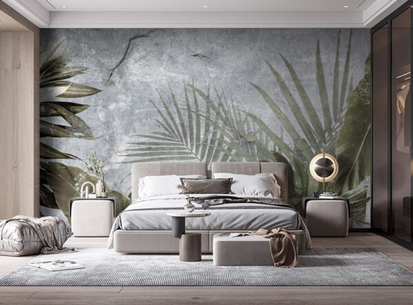 Wall murals Calm leaves against a textured background Wall murals Calm leaves against a textured background