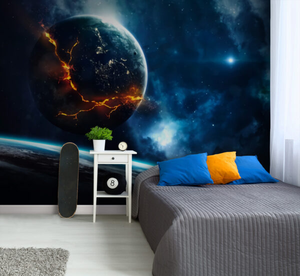 Planet with a fire in the background Wall murals Planet with a fire in the background