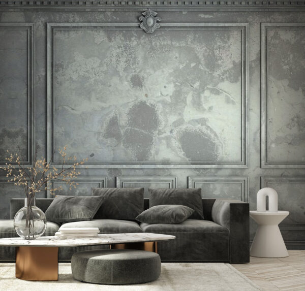 Ornate gray wall with peeling paint Wall murals Ornate gray wall with peeling paint