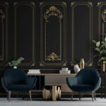 Wall murals Elegant black panels with ornate trim