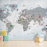 Wall murals Map of australia with flags