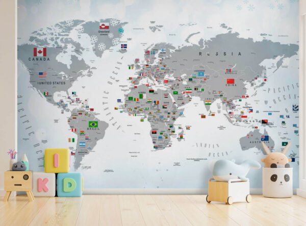 Map of australia with flags Wall murals Map of australia with flags