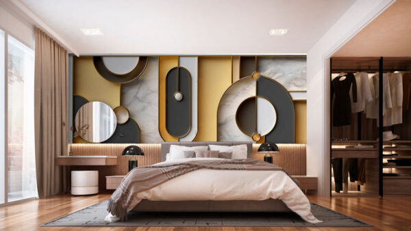 Wall murals Art piece of art with different shapes and colors Wall murals Art piece of art with different shapes and colors