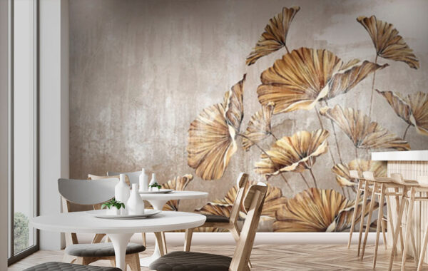 Wall murals Painting of leaves on a wall Wall murals Painting of leaves on a wall