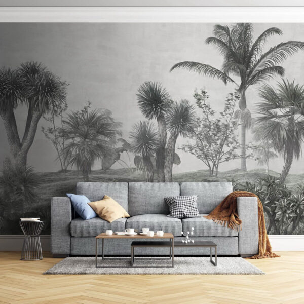 Wall murals Landscape with palm trees and bushes Wall murals Landscape with palm trees and bushes