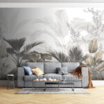 Wall murals Group of trees in a foggy forest