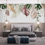Wall murals Tropical leaves in earthy tones.