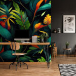 Wall murals Vibrant tropical leaves and flowers.
