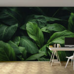 Wall murals Lush green leaves in harmony.