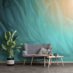 Wall murals White circle on a blue background