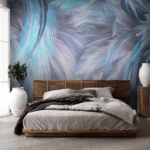Wall murals Delicate blue and white feathers.