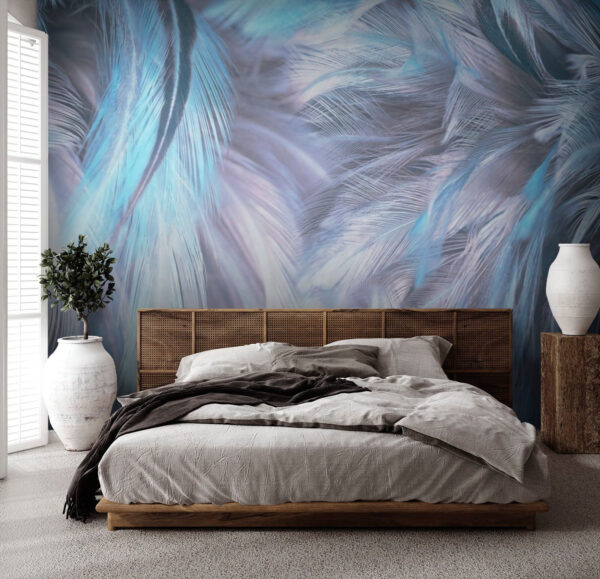 Delicate blue and white feathers Wall murals Delicate blue and white feathers