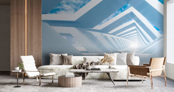 Wall murals White structure with blue sky and clouds