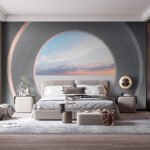 Wall murals White room with a circular doorway