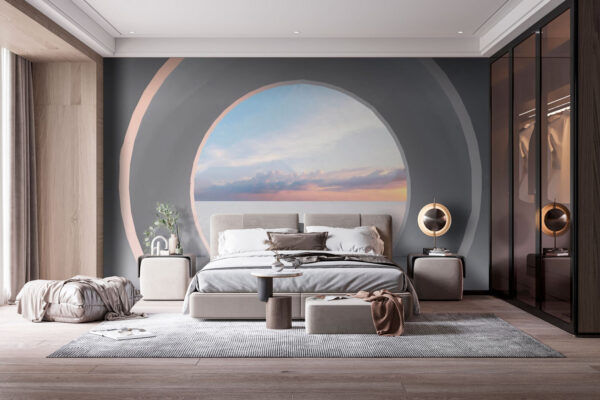 Wall murals White room with a circular doorway Wall murals White room with a circular doorway