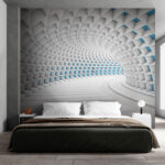 Wall murals White tunnel with blue squares