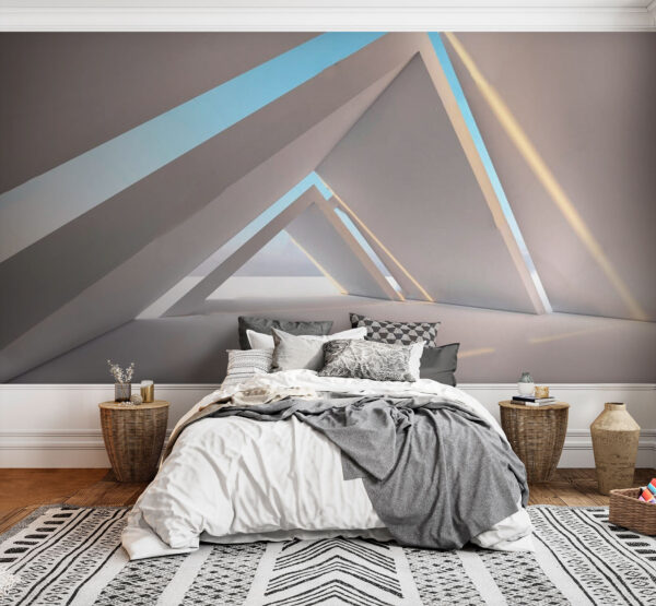 Abstract geometric architecture with sunlight Wall murals Abstract geometric architecture with sunlight