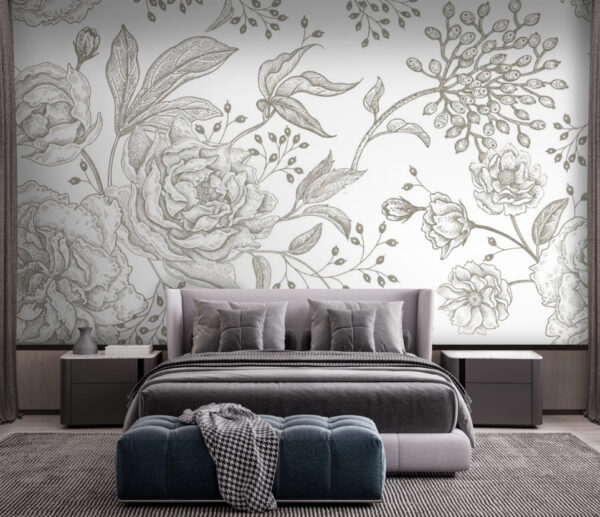 Wall murals Delicate floral design in soft hues Wall murals Delicate floral design in soft hues