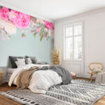 Wall murals Group of pink flowers