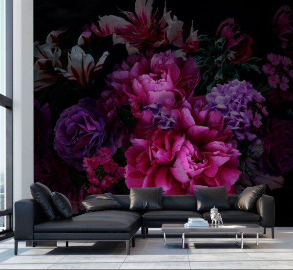 Vibrant petals in the dark night Wall murals Vibrant petals in the dark night