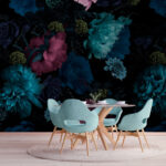 Wall murals Colorful blossoms on a dark background.