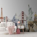 Wall murals Watercolor of a famous landmark