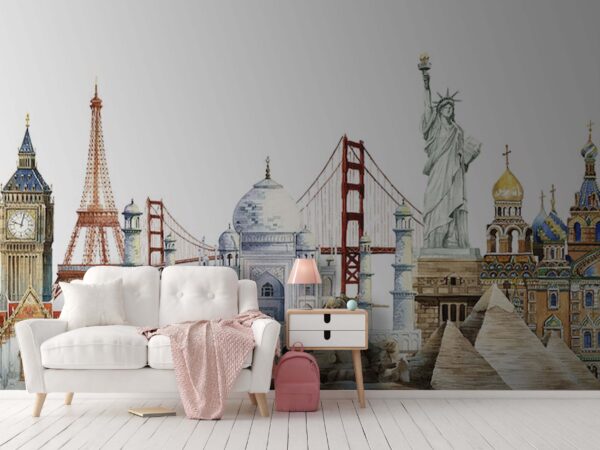 Wall murals Watercolor of a famous landmark Wall murals Watercolor of a famous landmark