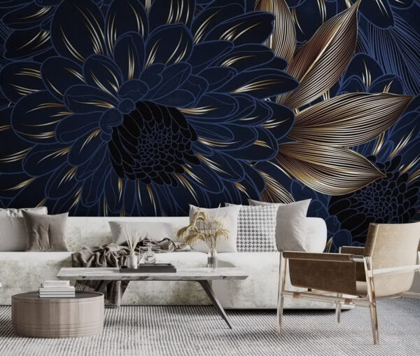 Wall murals Wall murals Elegant floral design with dark tones. (SKU: u72140)