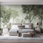 Wall murals Deer in tranquil forest scene.