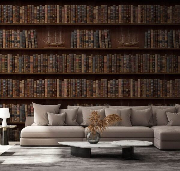 Wall murals Wall of books with boats on them Wall murals Wall of books with boats on them