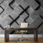 Wall murals Geometric stone pattern in grayscale.