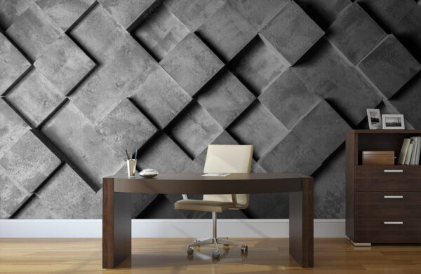 Geometric stone pattern in grayscale Wall murals Geometric stone pattern in grayscale