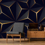 Wall murals Abstract black and amber geometric design.