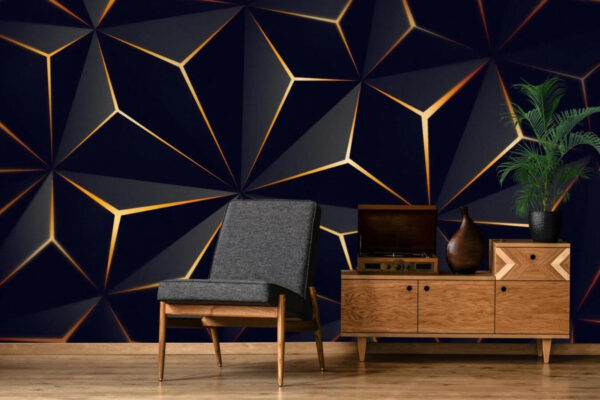 Wall murals Wall murals Abstract black and amber geometric design. (SKU: u72104)